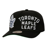 Toronto Maple Leafs Mitchell & Ness Busted Logo Wordmark Wrap-Around Pro Pinch Adjustable Hat On Sale