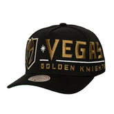 Vegas Golden Knights Mitchell & Ness Busted Logo Wordmark Wrap-Around Pro Pinch Adjustable Hat Sale