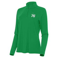 Philadelphia 76ers Antigua Women's St. Patrick's Day Intent Quarter-Zip Top For Sale