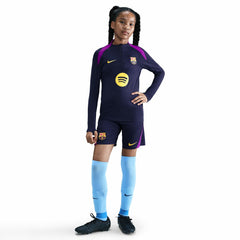 Barcelona Youth 2025/26 Strike Drill Quarter-Zip Dri-FIT Long Sleeve Top Navy - Nike