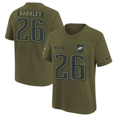 Philadelphia Eagles Nike Saquon Barkley Youth 2025 Salute to Service Name & Number T-Shirt