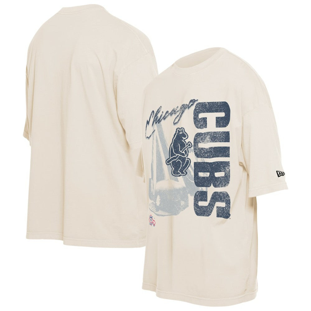 Chicago Cubs New Era Cooperstown Collection Oversized Throwback Distressed T-Shirt | MLB On Sale