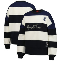 Minnesota Twins Mitchell & Ness Women's Cooperstown Collection Blocked Fleece Pullover Sweatshirt- Navy/Black | MLB New