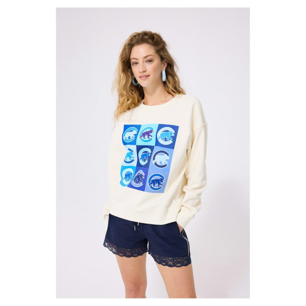 Chicago Cubs Terez Women's Technicolor Oversized Pullover Sweatshirt | MLB US