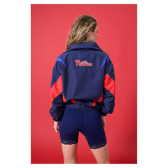 Philadelphia Phillies Terez Women's Ripstop Chevron Quarter-Zip Pullover | MLB Shop