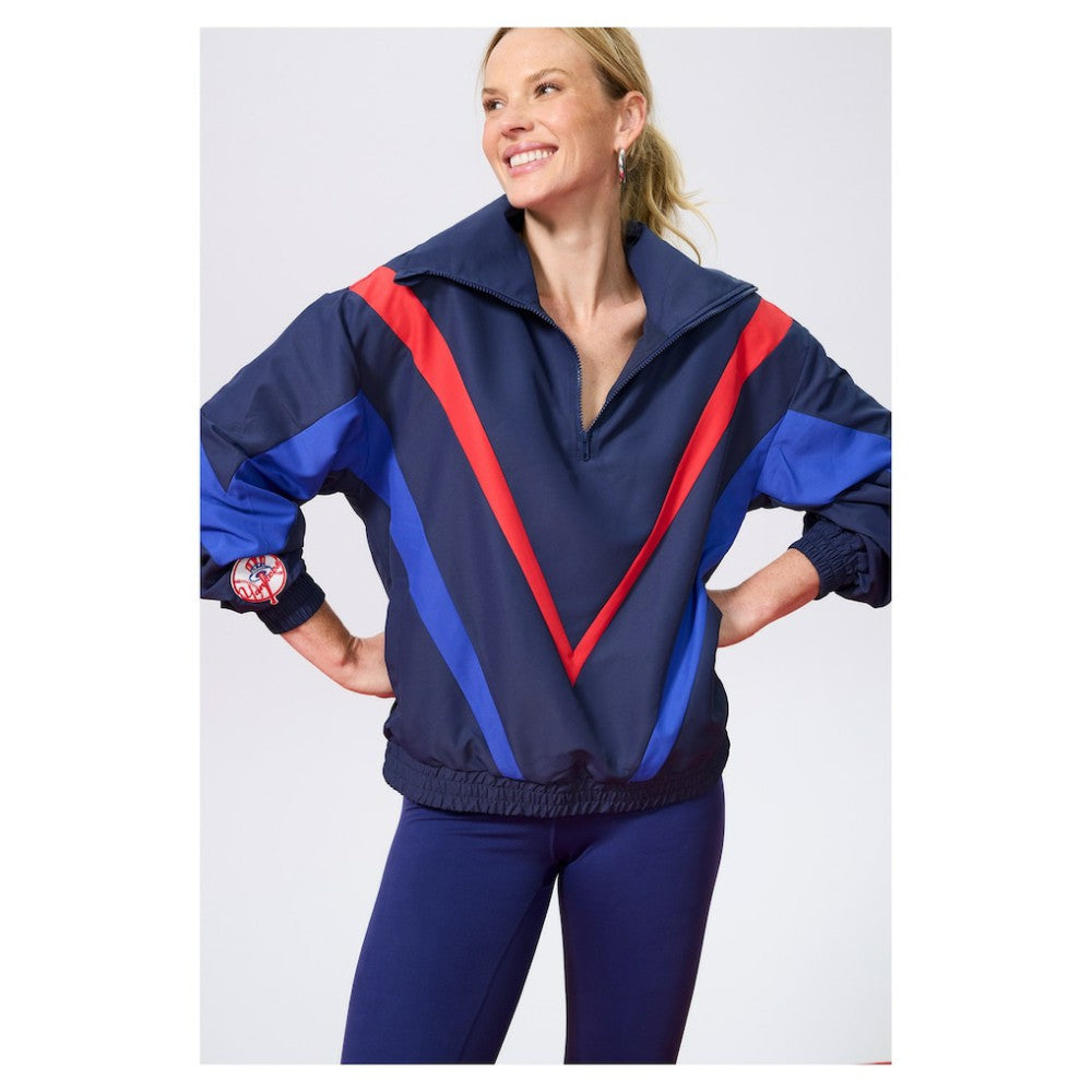 New York Yankees Terez Women's Ripstop Chevron Quarter-Zip Pullover | MLB Discount