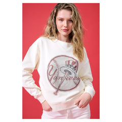 New York Yankees Terez Women's Oversized Gemstone Logo Sweatshirt | MLB Sale