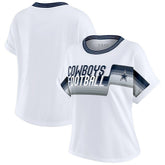 Dallas Cowboys WEAR by Erin Andrews Women's Cropped Center Stripe Dolman T-Shirt