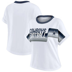 Dallas Cowboys WEAR by Erin Andrews Women's Cropped Center Stripe Dolman T-Shirt