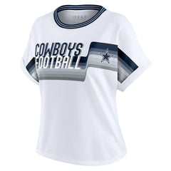 Dallas Cowboys WEAR by Erin Andrews Women's Cropped Center Stripe Dolman T-Shirt