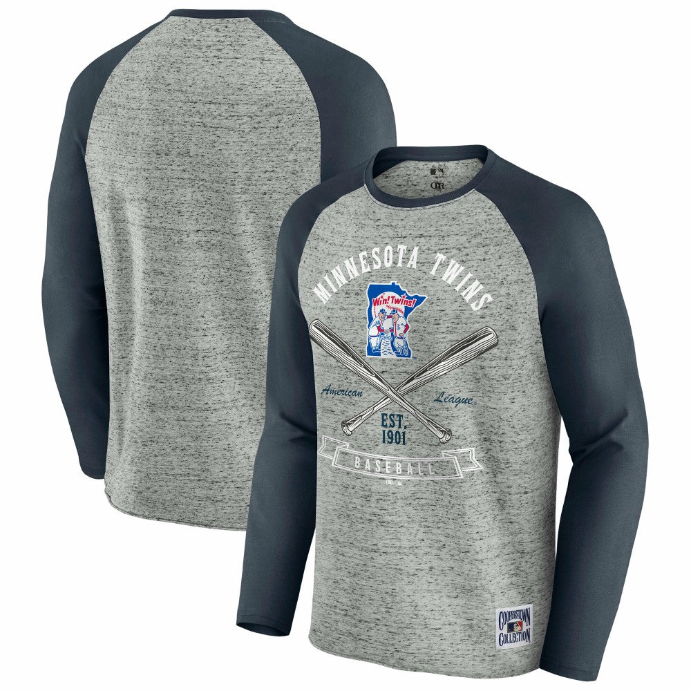 Minnesota Twins Darius Rucker Collection by Fanatics Raw Edge Raglan Long Sleeve Baseball T-Shirt | MLB Sale
