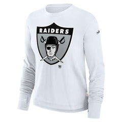 Las Vegas Raiders Nike Women's Large Logo Cropped Long Sleeve Fashion T-Shirt
