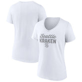 Seattle Kraken Fanatics Women's White Out V-Neck T-Shirt Sale