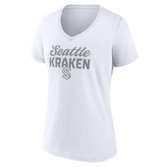 Seattle Kraken Fanatics Women's White Out V-Neck T-Shirt Sale