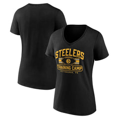 Pittsburgh Steelers Fanatics Women's Training Camp Stripe V-Neck T-Shirt