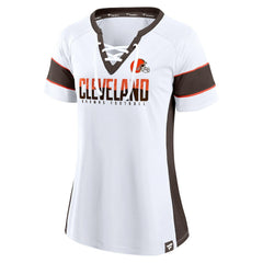 Cleveland Browns Fanatics Women's Athena Lace-Up V-Neck T-Shirt