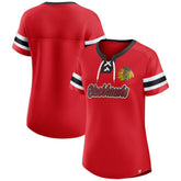Chicago Blackhawks Fanatics Women's Iconic Athena Lace-Up T-Shirt Outlet