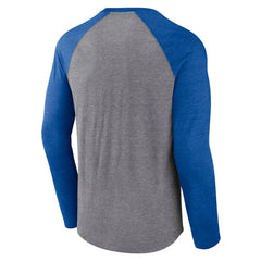 St. Louis Blues Fanatics Goal Crease Raglan Tri-Blend Long Sleeve T-Shirt Sale