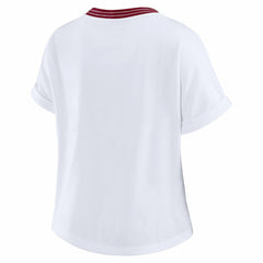 Washington Commanders WEAR by Erin Andrews Women's Cropped Center Stripe Dolman T-Shirt
