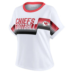 Kansas City Chiefs WEAR by Erin Andrews Women's Cropped Center Stripe Dolman T-Shirt