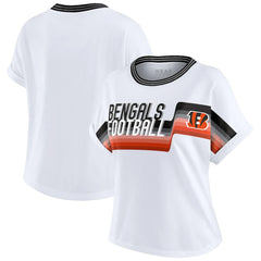 Cincinnati Bengals WEAR by Erin Andrews Women's Cropped Center Stripe Dolman T-Shirt