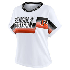 Cincinnati Bengals WEAR by Erin Andrews Women's Cropped Center Stripe Dolman T-Shirt