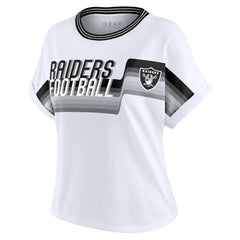 Las Vegas Raiders WEAR by Erin Andrews Women's Cropped Center Stripe Dolman T-Shirt