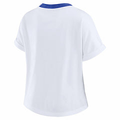 Los Angeles Rams WEAR by Erin Andrews Women's Cropped Center Stripe Dolman T-Shirt