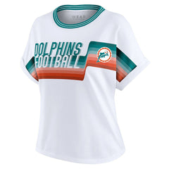 Miami Dolphins WEAR by Erin Andrews Women's Cropped Center Stripe Dolman T-Shirt