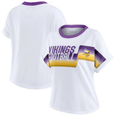 Minnesota Vikings WEAR by Erin Andrews Women's Cropped Center Stripe Dolman T-Shirt