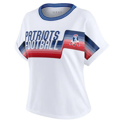 New England Patriots WEAR by Erin Andrews Women's Cropped Center Stripe Dolman T-Shirt