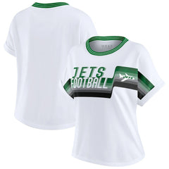New York Jets WEAR by Erin Andrews Women's Cropped Center Stripe Dolman T-Shirt
