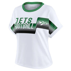 New York Jets WEAR by Erin Andrews Women's Cropped Center Stripe Dolman T-Shirt
