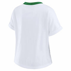 New York Jets WEAR by Erin Andrews Women's Cropped Center Stripe Dolman T-Shirt