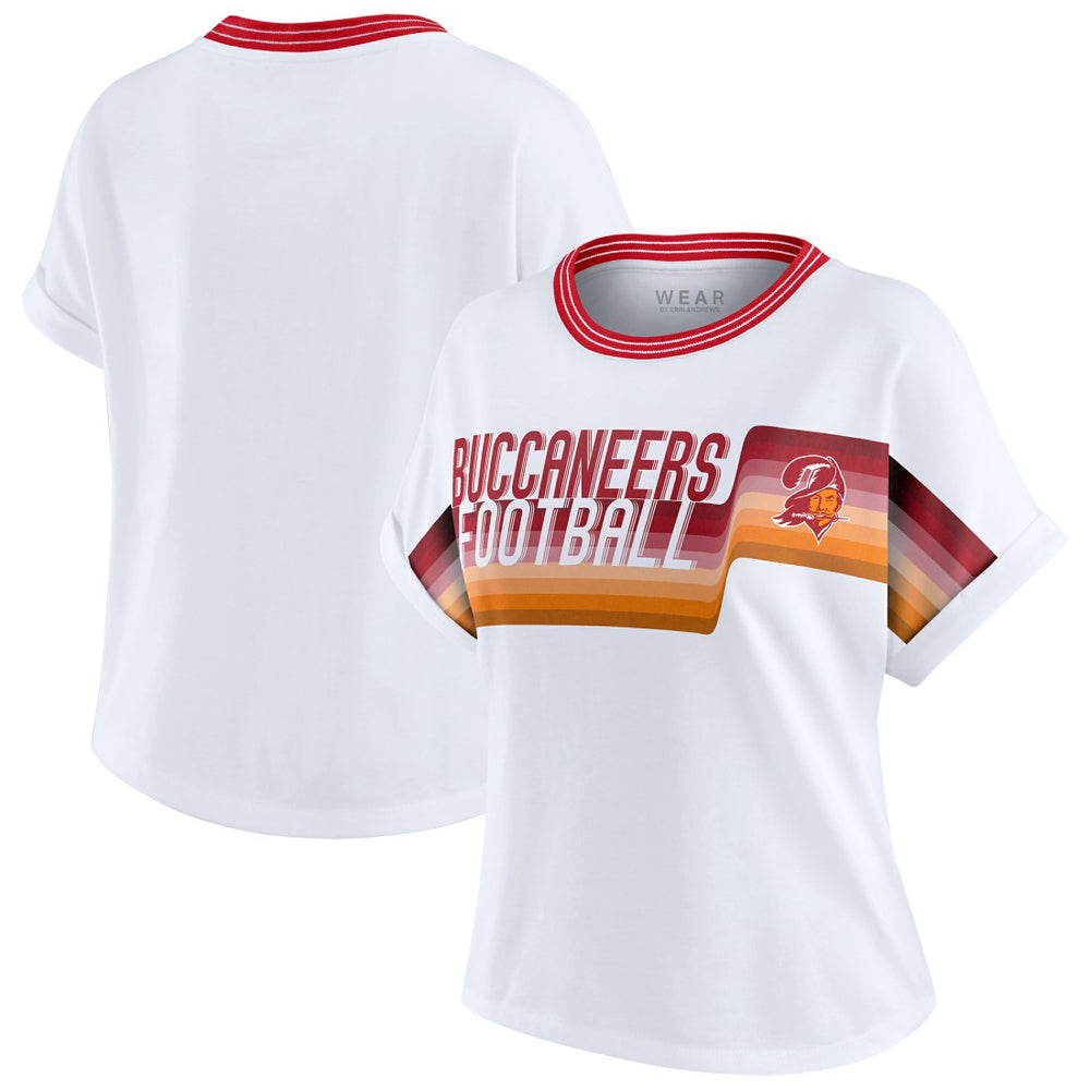 Tampa Bay Buccaneers WEAR by Erin Andrews Women's Cropped Center Stripe Dolman T-Shirt