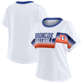 Denver Broncos WEAR by Erin Andrews Women's Cropped Center Stripe Dolman T-Shirt