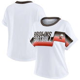 Cleveland Browns WEAR by Erin Andrews Women's Cropped Center Stripe Dolman T-Shirt
