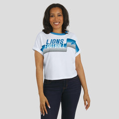 Detroit Lions WEAR by Erin Andrews Women's Cropped Center Stripe Dolman T-Shirt