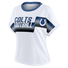 Indianapolis Colts WEAR by Erin Andrews Women's Cropped Center Stripe Dolman T-Shirt