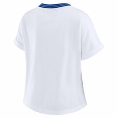 Buffalo Bills WEAR by Erin Andrews Women's Cropped Center Stripe Dolman T-Shirt