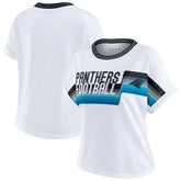 Carolina Panthers WEAR by Erin Andrews Women's Cropped Center Stripe Dolman T-Shirt