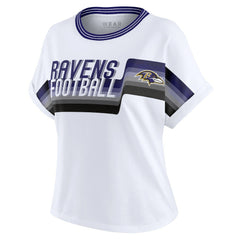 Baltimore Ravens WEAR by Erin Andrews Women's Cropped Center Stripe Dolman T-Shirt