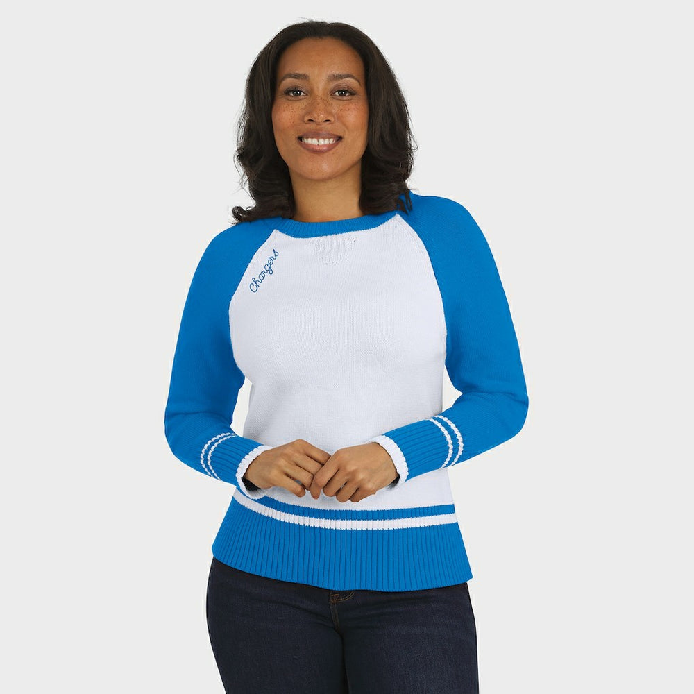 Los Angeles Chargers WEAR by Erin Andrews Women's Colorblock Raglan Sweater