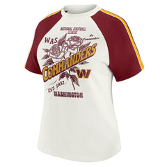 Washington Commanders WEAR by Erin Andrews Women's Sleeve Stripe Distressed Raglan T-Shirt