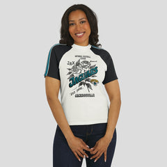 Jacksonville Jaguars WEAR by Erin Andrews Women's Sleeve Stripe Distressed Raglan T-Shirt