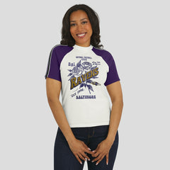 Baltimore Ravens WEAR by Erin Andrews Women's Sleeve Stripe Distressed Raglan T-Shirt