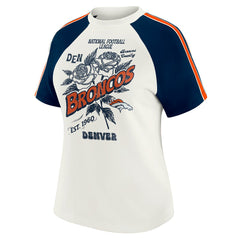 Denver Broncos WEAR by Erin Andrews Women's Sleeve Stripe Distressed Raglan T-Shirt