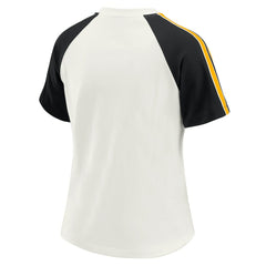 Pittsburgh Steelers WEAR by Erin Andrews Women's Sleeve Stripe Distressed Raglan T-Shirt