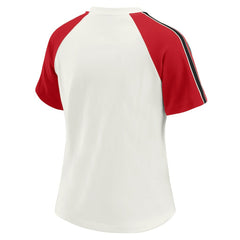 San Francisco 49ers WEAR by Erin Andrews Women's Sleeve Stripe Distressed Raglan T-Shirt
