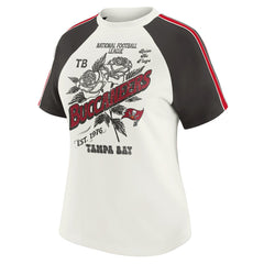 Tampa Bay Buccaneers WEAR by Erin Andrews Women's Sleeve Stripe Distressed Raglan T-Shirt